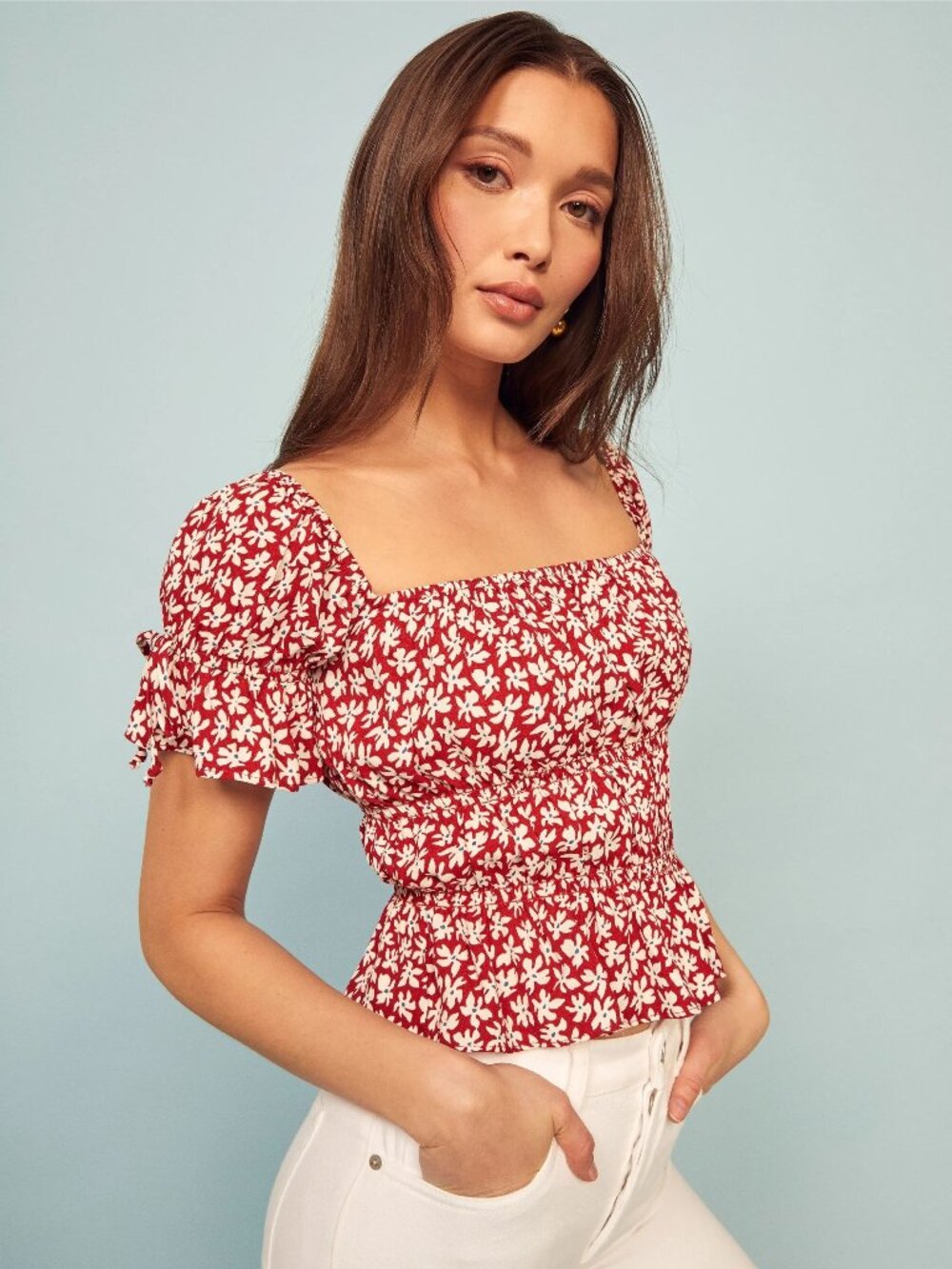 REFORMATION  Solis Top Sz XS Red Floral